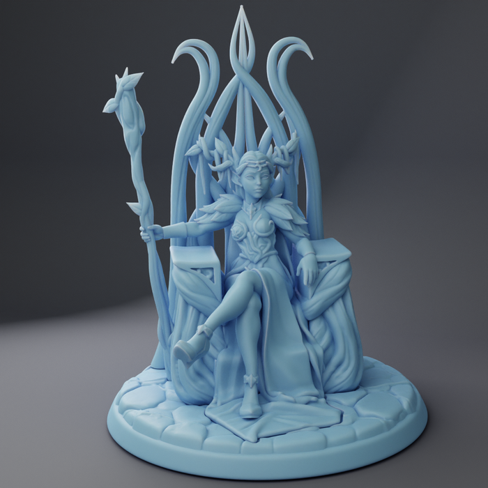 Elf Queen in Throne | Fantasy Queens | Fantasy Miniature | Twin Goddess Miniatures