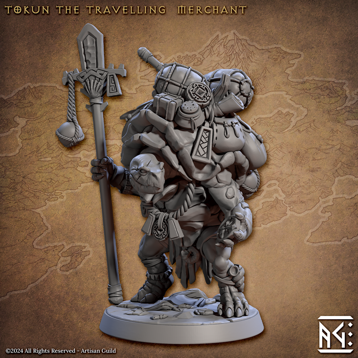 Tokun the Travelling Merchant | Jadeshell Turtlekin | Fantasy D&D Miniature | Artisan Guild