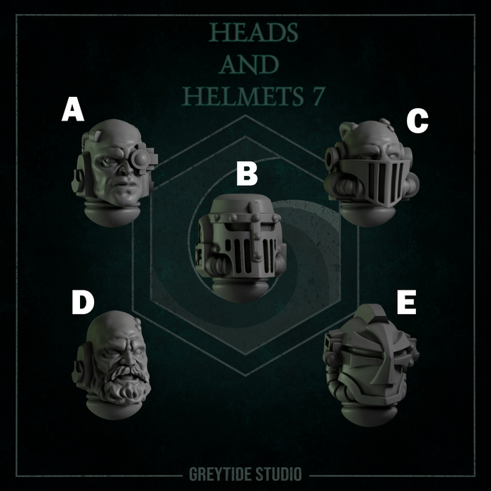 Heads & Helmets Pack 7 | Eternal Pilgrims | Grey Tide Studio | Sci-Fi Grimdark Custom Bitz Wargaming Miniatures 28mm 32mm
