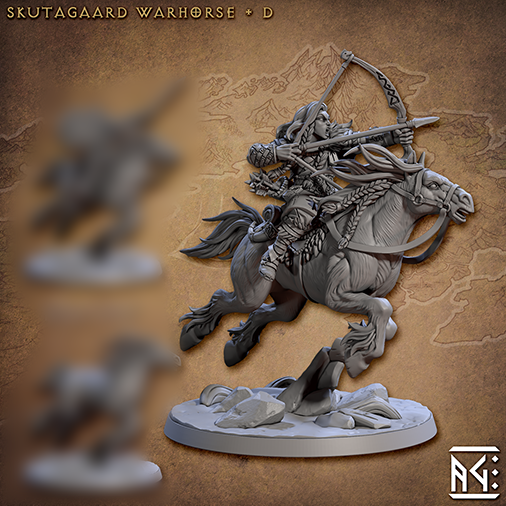 Skutagaard Warhorse D | Skutagaard Northmen Saga | Fantasy D&D Miniature | Artisan Guild