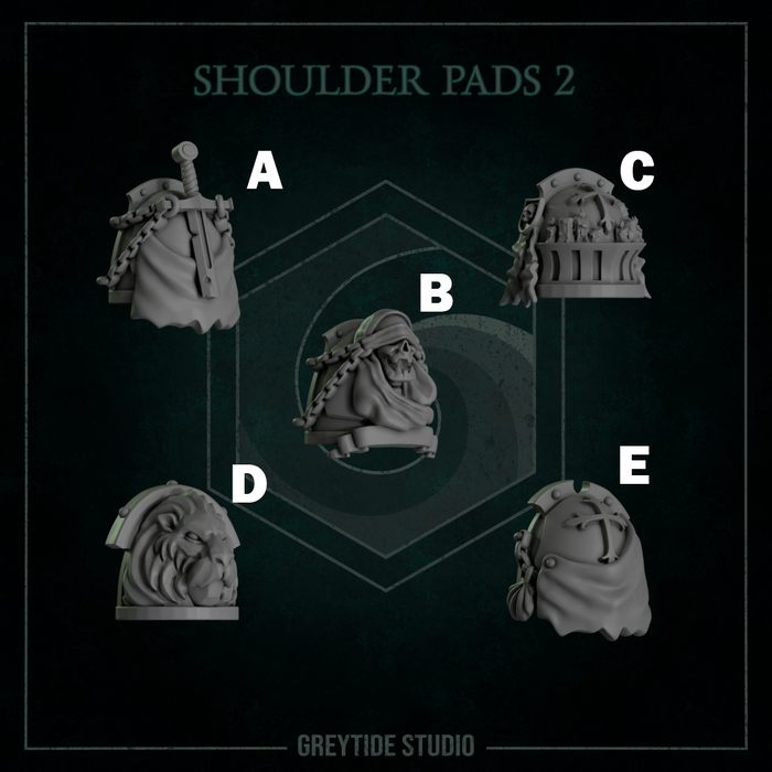 Shoulder Pads Pack 2 | Eternal Pilgrims | Grey Tide Studio | Sci-Fi Grimdark Custom Bitz Wargaming Miniatures 28mm 32mm