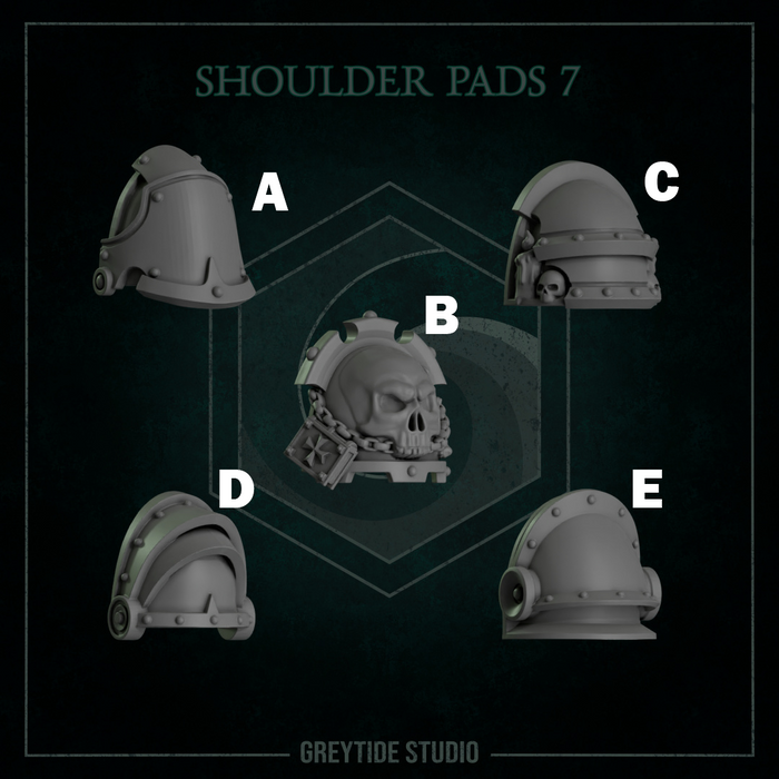Shoulder Pads Pack 7 | Eternal Pilgrims | Grey Tide Studio | Sci-Fi Grimdark Custom Bitz Wargaming Miniatures 28mm 32mm