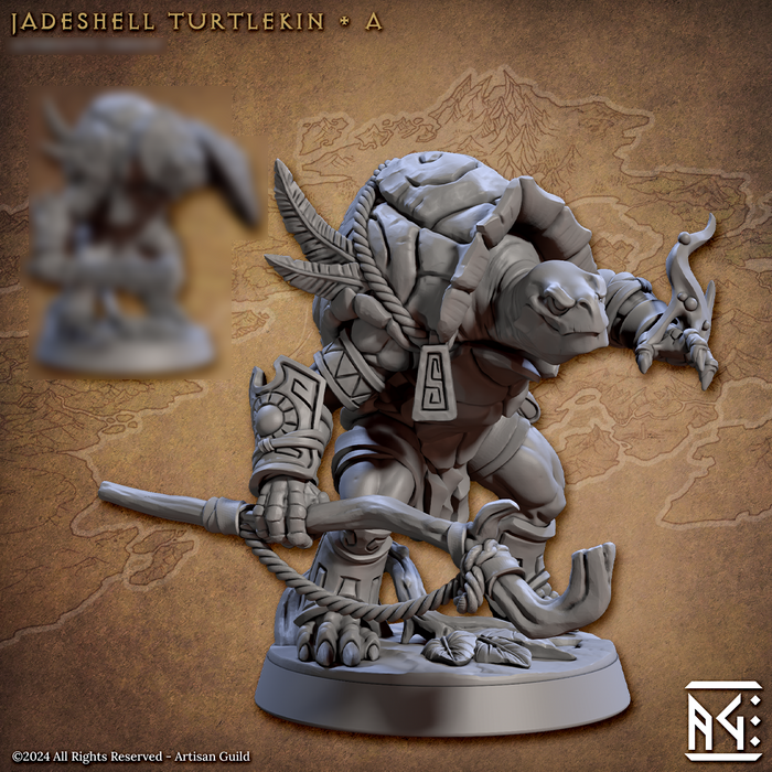 Turtlekin A | Jadeshell Turtlekin | Fantasy D&D Miniature | Artisan Guild