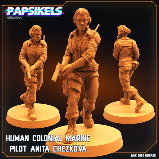 Colonial Marine Pilot Anita Chezkova | Aliens Vs Humans V | Sci-Fi Miniature | Papsikels TabletopXtra