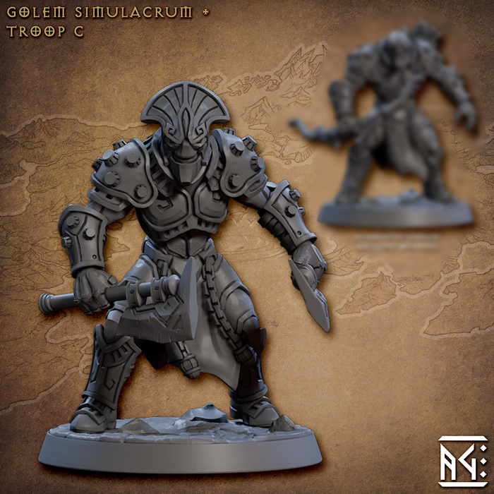 Golem Trooper C | Golem Simulacra | Fantasy D&D Miniature | Artisan Guild