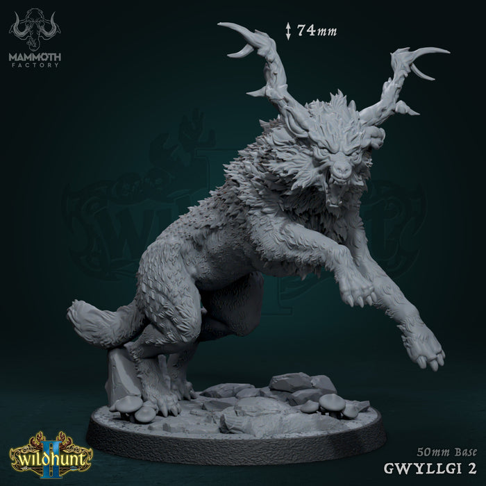 Gwyllgi Wolf Miniatures | Wild Hunt II | Fantasy Tabletop Miniature | Mammoth Factory
