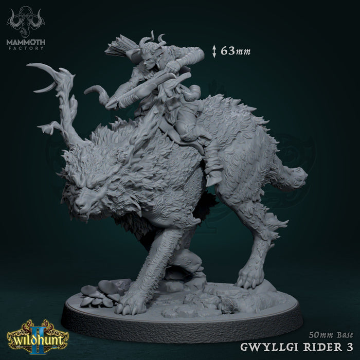 Gwyllgi Wolf Rider Miniatures | Wild Hunt II | Fantasy Tabletop Miniature | Mammoth Factory