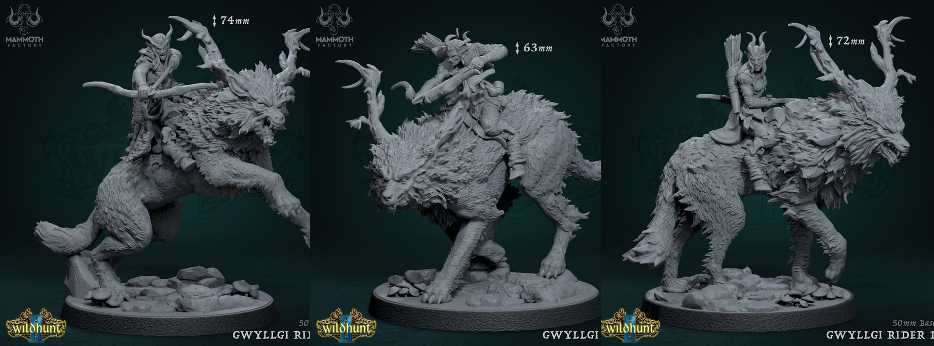 Gwyllgi Wolf Rider Miniatures | Wild Hunt II | Fantasy Tabletop Miniature | Mammoth Factory