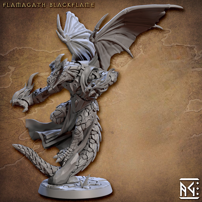 Flamagath Blackflame | Draconian Scourge | Fantasy D&D Miniature | Artisan Guild