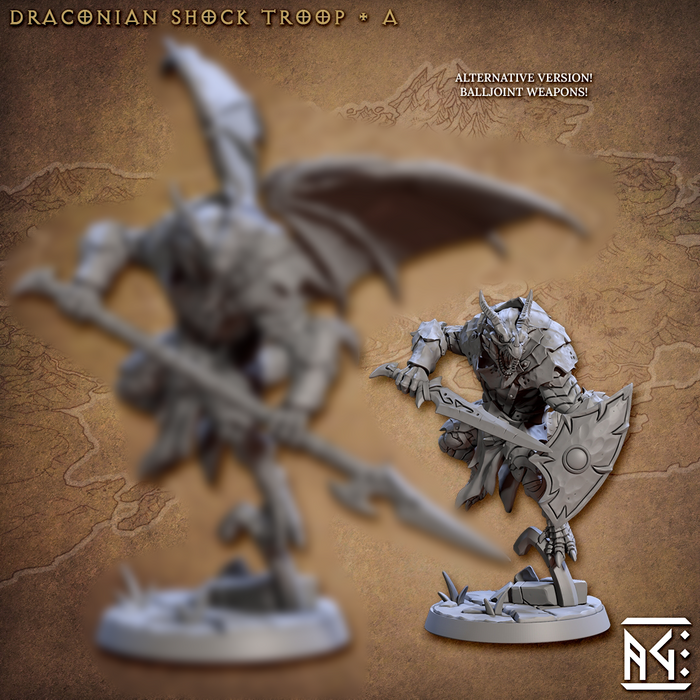 Draconian Shock Troop A (Alt) | Draconian Scourge | Fantasy D&D Miniature | Artisan Guild