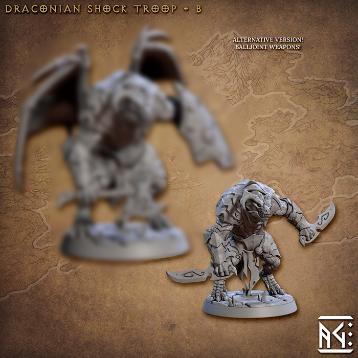 Draconian Shock Troop B (Alt) | Draconian Scourge | Fantasy D&D Miniature | Artisan Guild