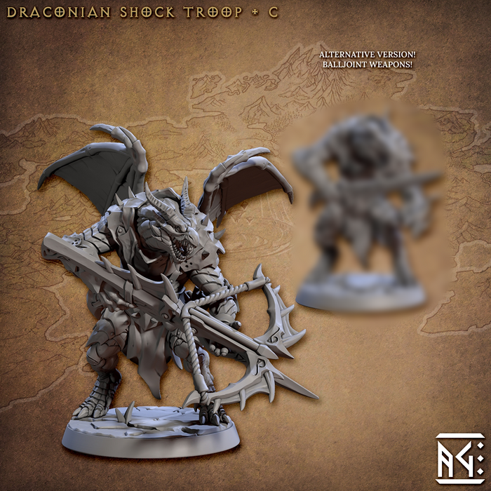 Draconian Shock Troop C | Draconian Scourge | Fantasy D&D Miniature | Artisan Guild