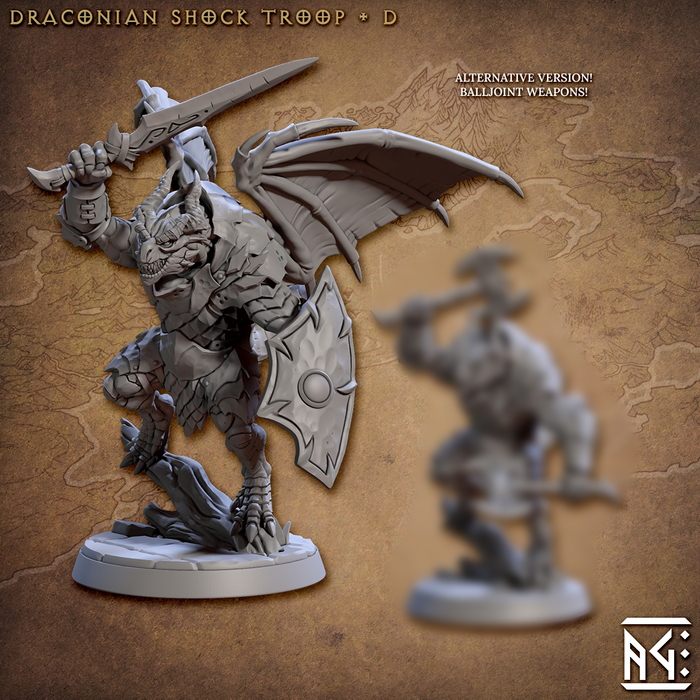 Draconian Shock Troop D | Draconian Scourge | Fantasy D&D Miniature | Artisan Guild