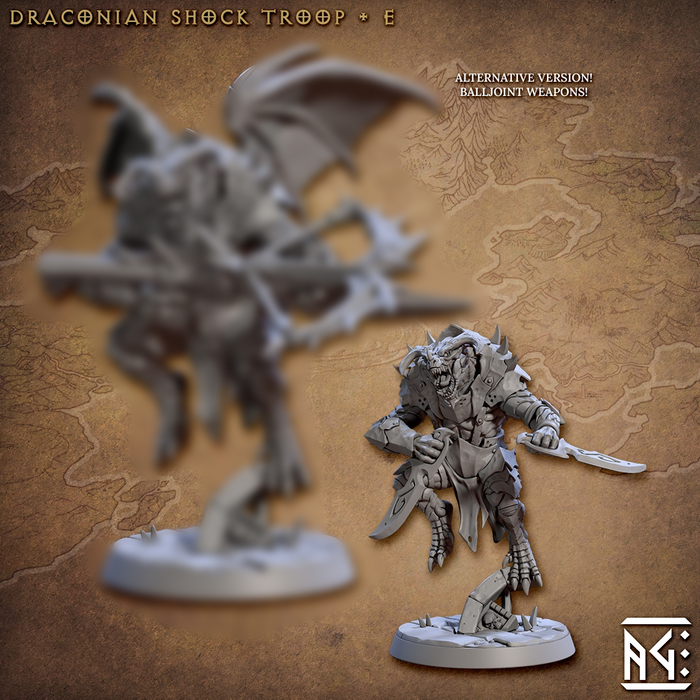 Draconian Shock Troop E (Alt) | Draconian Scourge | Fantasy D&D Miniature | Artisan Guild