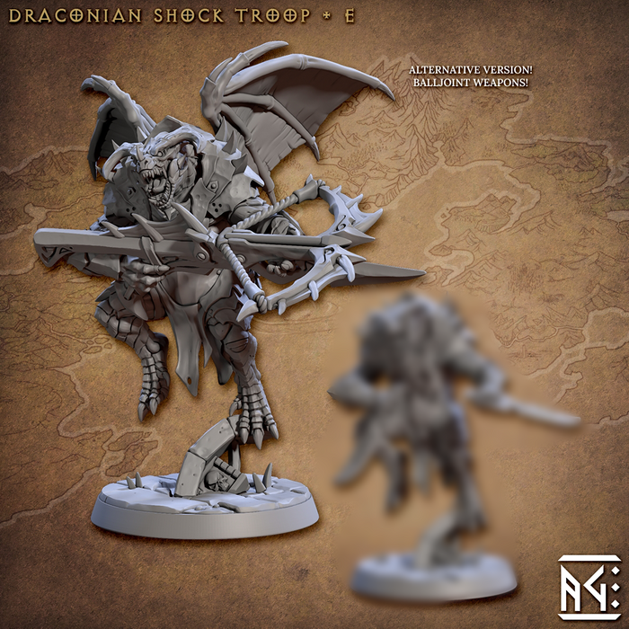 Draconian Shock Troop E | Draconian Scourge | Fantasy D&D Miniature | Artisan Guild