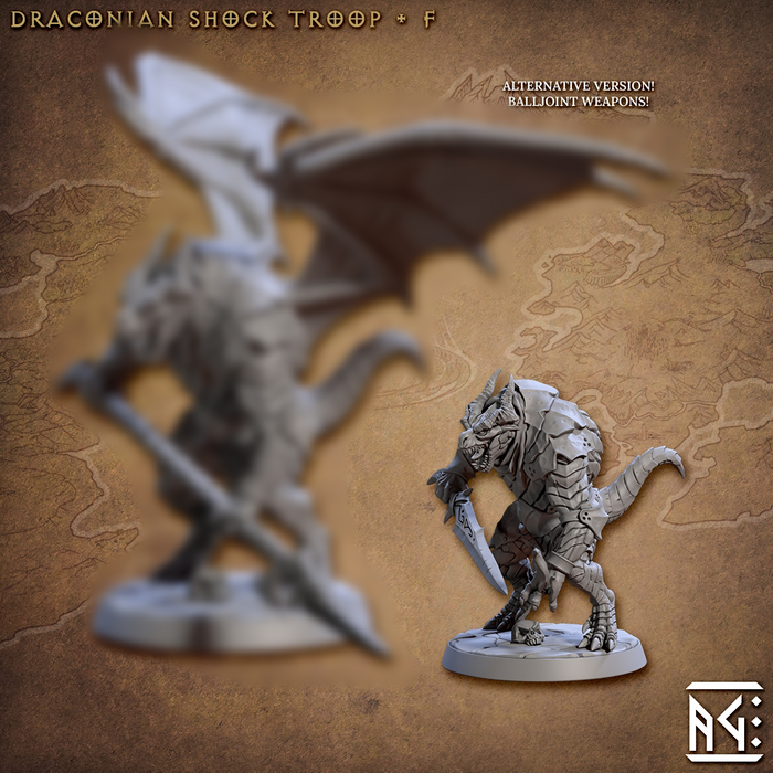 Draconian Shock Troop F (Alt) | Draconian Scourge | Fantasy D&D Miniature | Artisan Guild