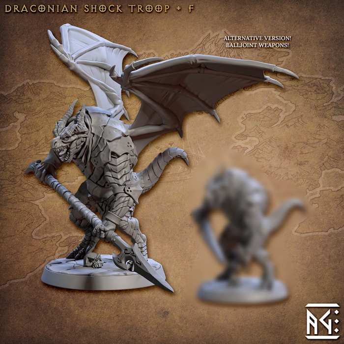 Draconian Shock Troop F | Draconian Scourge | Fantasy D&D Miniature | Artisan Guild