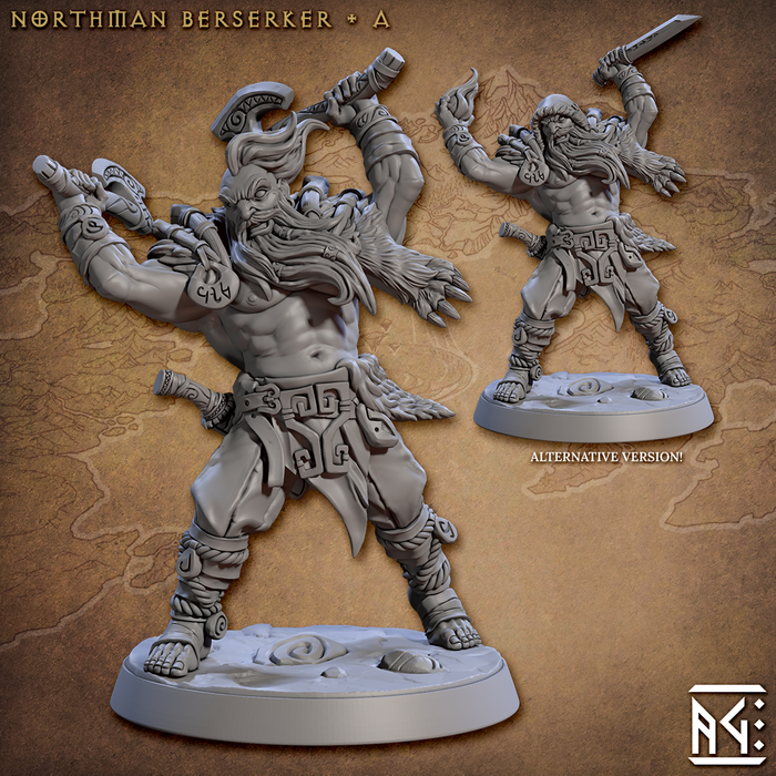 Northmen Berserker A (Alt) | Skutagaard Northmen Saga II | Fantasy D&D Miniature | Artisan Guild