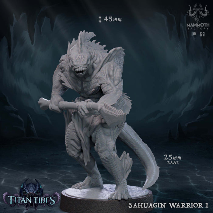 Sahuagin Warrior Miniatures | Titan Tides | Fantasy Tabletop Miniature | Mammoth Factory