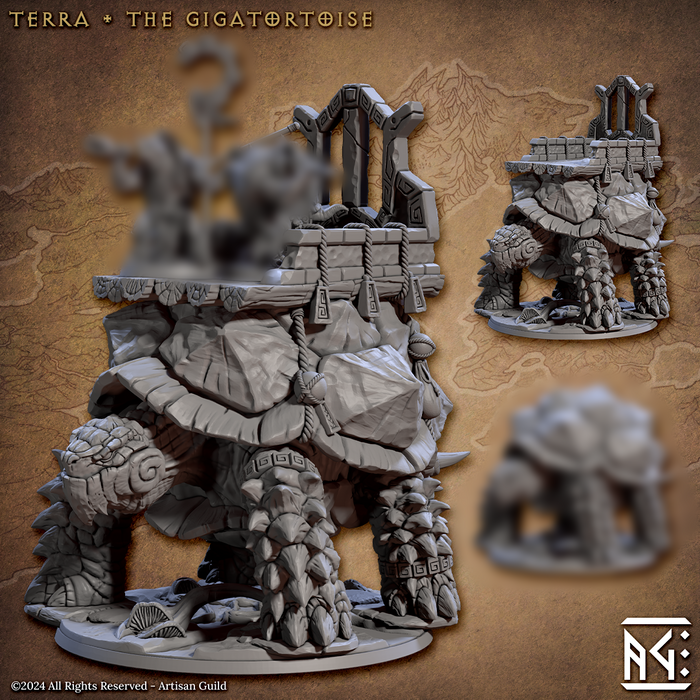 Terra the Gigatortoise (Platform) | Jadeshell Turtlekin | Fantasy D&D Miniature | Artisan Guild