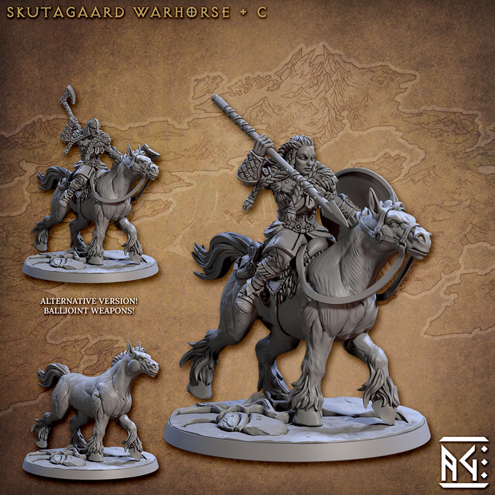 Skutagaard Warhorse C (Alt) | Skutagaard Northmen Saga | Fantasy D&D Miniature | Artisan Guild