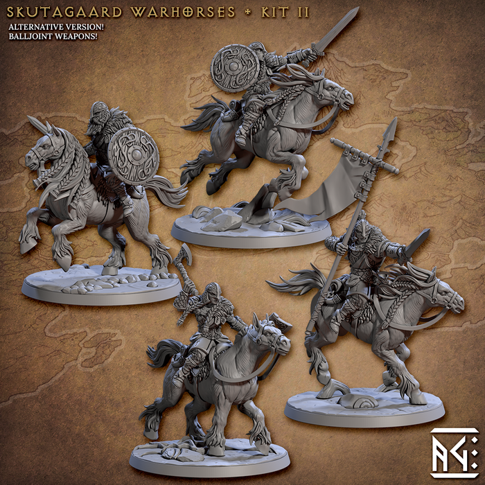 Skutagaard Warhorse (Alt) Miniatures | Skutagaard Northmen Saga | Fantasy D&D Miniature | Artisan Guild