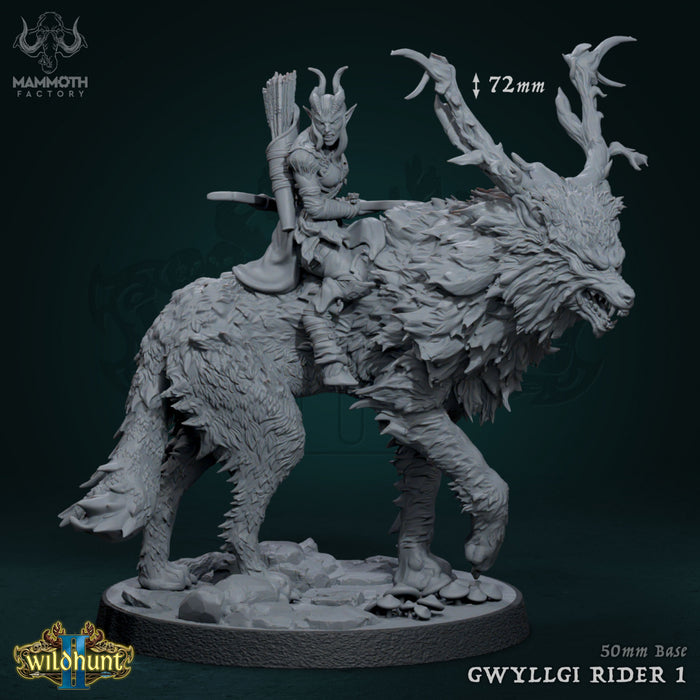 Gwyllgi Wolf Rider A | Wild Hunt II | Fantasy Tabletop Miniature | Mammoth Factory