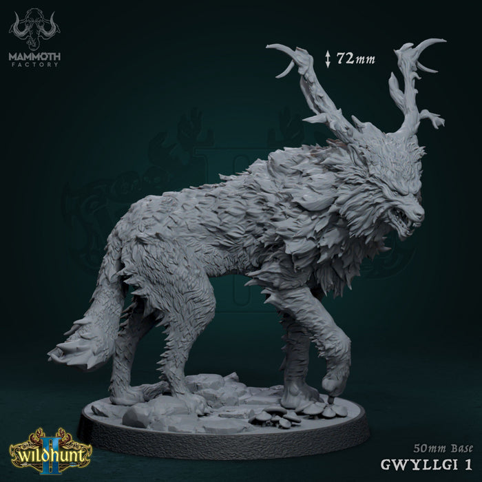 Gwyllgi Wolf A | Wild Hunt II | Fantasy Tabletop Miniature | Mammoth Factory