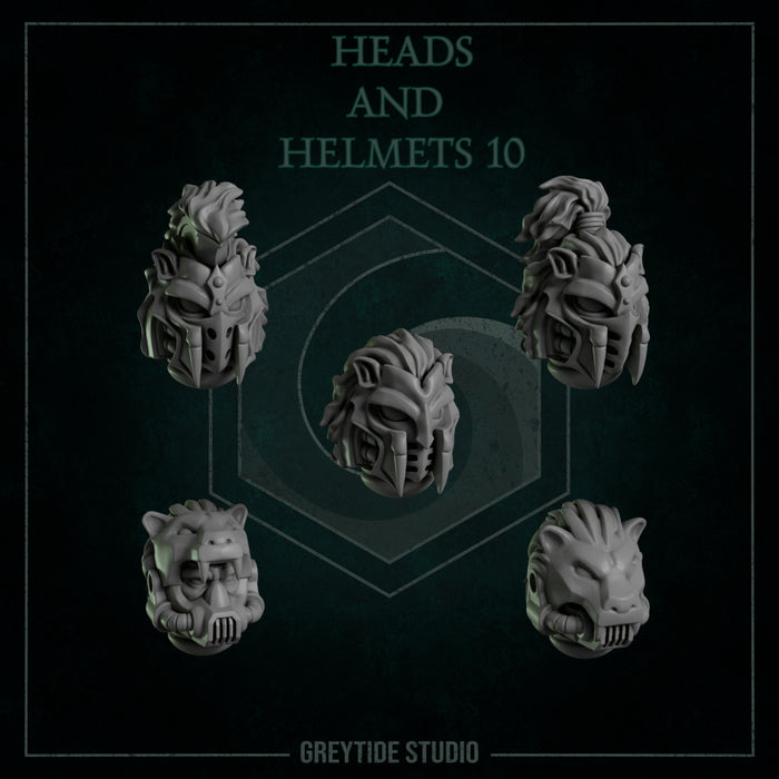 Heads & Helmets Pack 10 | Eternal Pilgrims | Grey Tide Studio | Sci-Fi Grimdark Custom Bitz Wargaming Miniatures 28mm 32mm