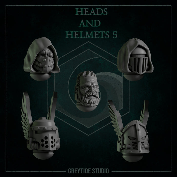 Heads & Helmets Pack 5 | Eternal Pilgrims | Grey Tide Studio | Sci-Fi Grimdark Custom Bitz Wargaming Miniatures 28mm 32mm