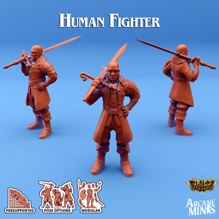 Human Fighter B | Skies of Sordane | Fantasy Miniature | Arcane Minis