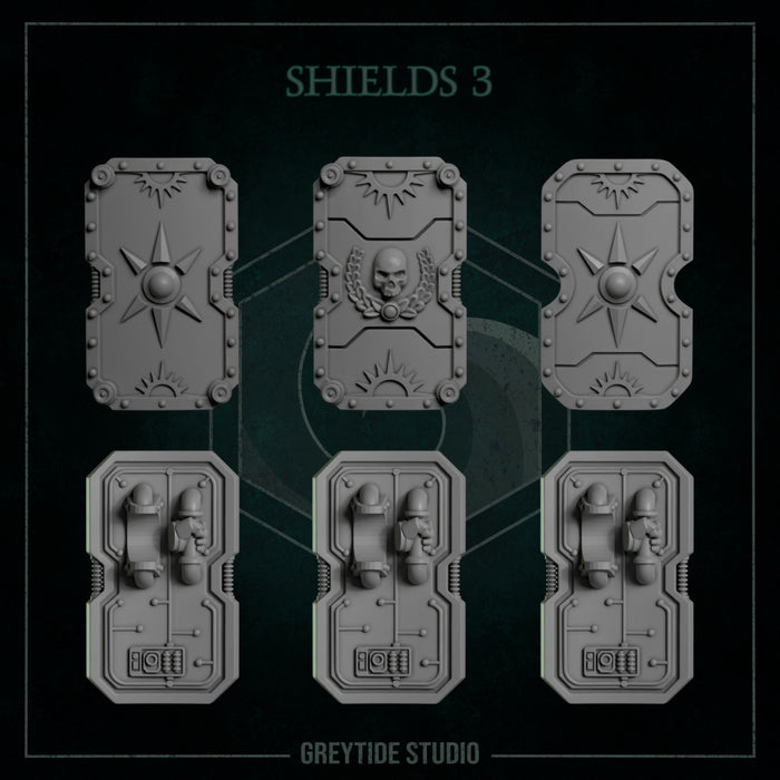 Shields Pack 3 | Eternal Pilgrims | Grey Tide Studio | Sci-Fi Grimdark Custom Bitz Wargaming Miniatures 28mm 32mm