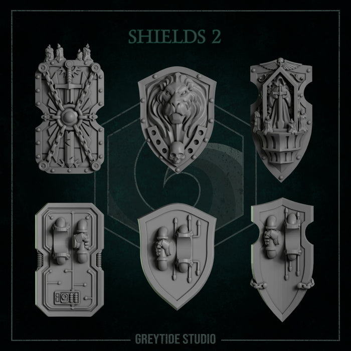 Shields Pack 2 | Eternal Pilgrims | Grey Tide Studio | Sci-Fi Grimdark Custom Bitz Wargaming Miniatures 28mm 32mm