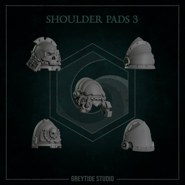 Shoulder Pads Pack 3 | Eternal Pilgrims | Grey Tide Studio | Sci-Fi Grimdark Custom Bitz Wargaming Miniatures 28mm 32mm
