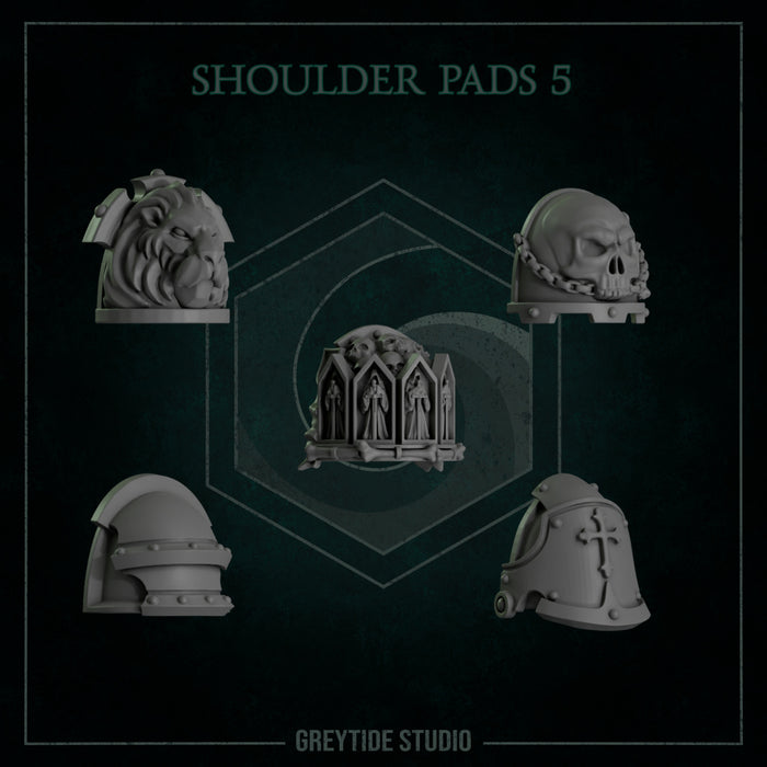 Shoulder Pads Pack 5 | Eternal Pilgrims | Grey Tide Studio | Sci-Fi Grimdark Custom Bitz Wargaming Miniatures 28mm 32mm