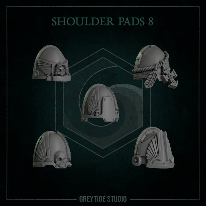 Shoulder Pads Pack 8 | Eternal Pilgrims | Grey Tide Studio | Sci-Fi Grimdark Custom Bitz Wargaming Miniatures 28mm 32mm