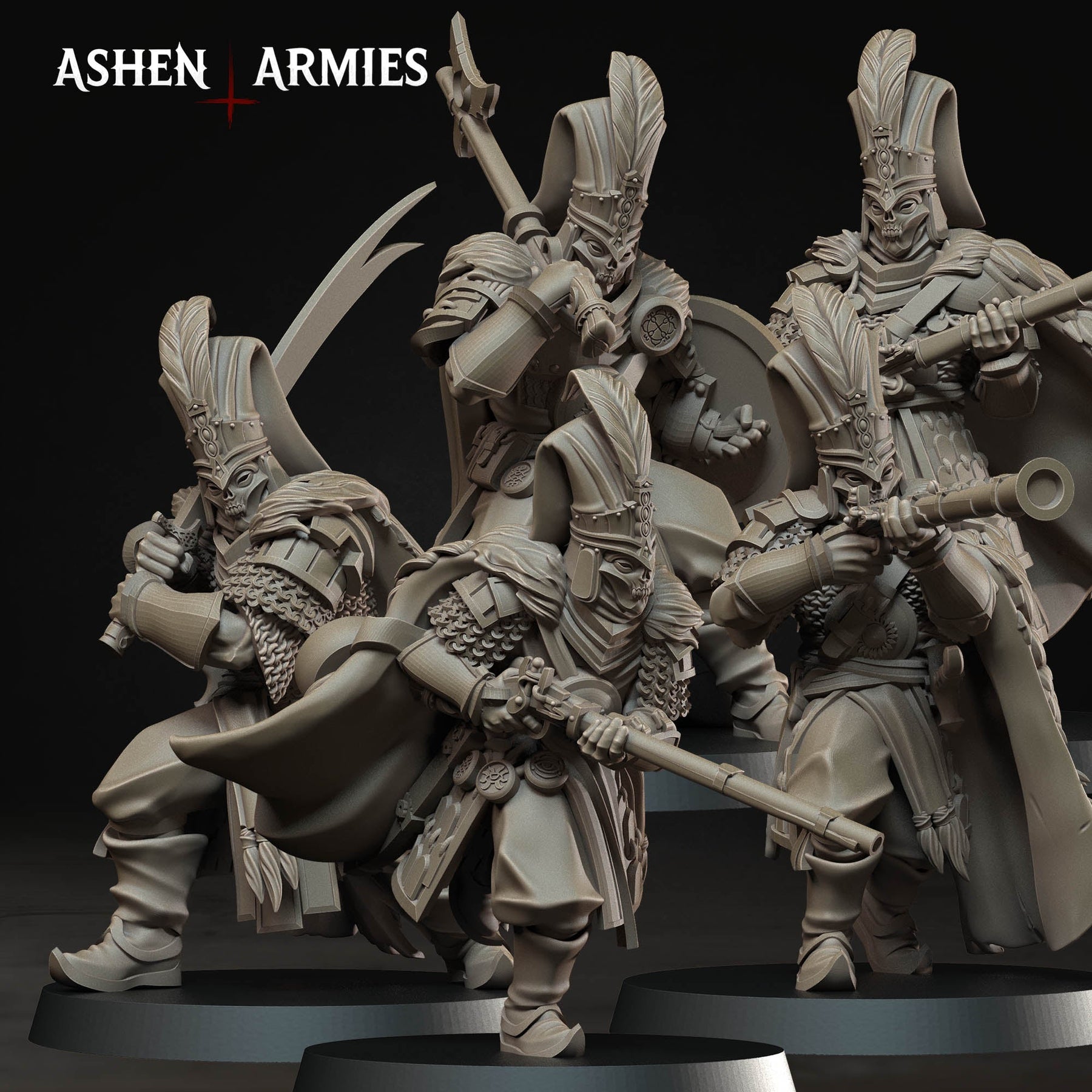 Gilded Dominion Janissaries 3D printed Trench Crusade miniatures by Bite the Bullet x Ashen Armies