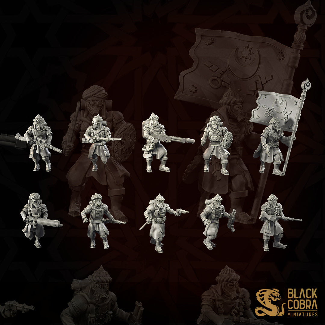 Iron Trencher miniatures by Black Cobra Miniatures, a ten-figure grimdark WW1 warband printed in resin
