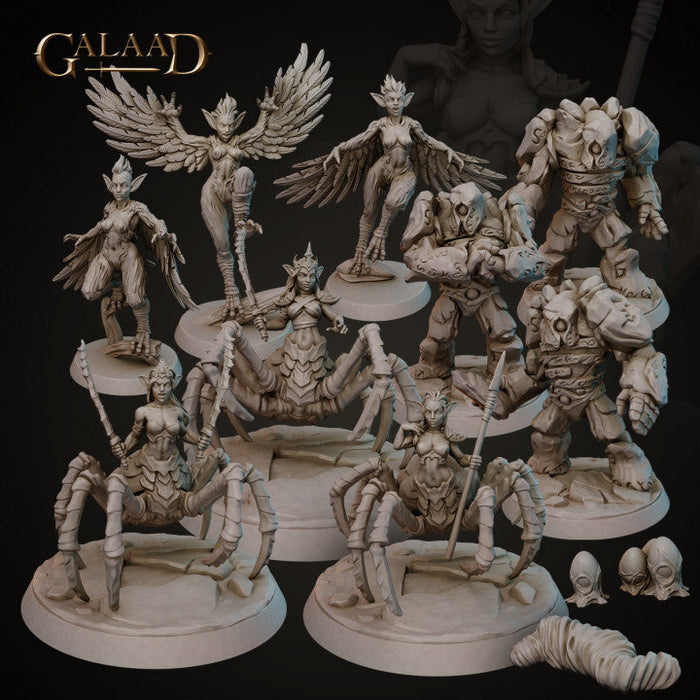 Driders, Harpys and Golems full set by Galaad Miniatures, 28mm resin fantasy miniatures for D&D and tabletop RPG
