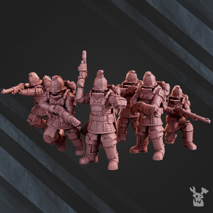 Dawnguard Infantry Squad 3D-printed resin miniatures by DakkaDakka.Store, grimdark sci-fi troops at 28/32mm scale, available at TabletopXtra UK