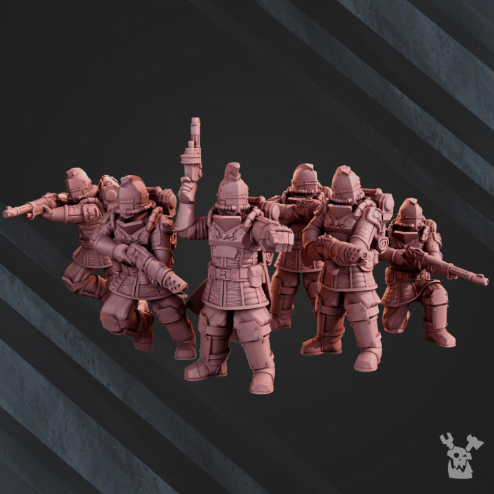 Dawnguard Infantry Squad 3D-printed resin miniatures by DakkaDakka.Store, grimdark sci-fi troops at 28/32mm scale, available at TabletopXtra UK