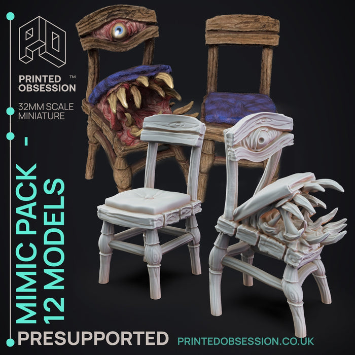 3D-printed resin Chair Mimic miniature by Printed Obsession at TabletopXtra — cheap D&D miniature available under £5 in the UK