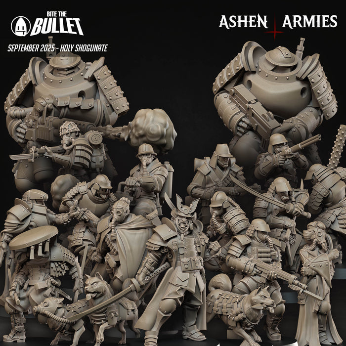 Holy Shogunate Full Set miniatures from Bite the Bullet, 19 Trench Crusade-compatible figures in 28/32mm resin