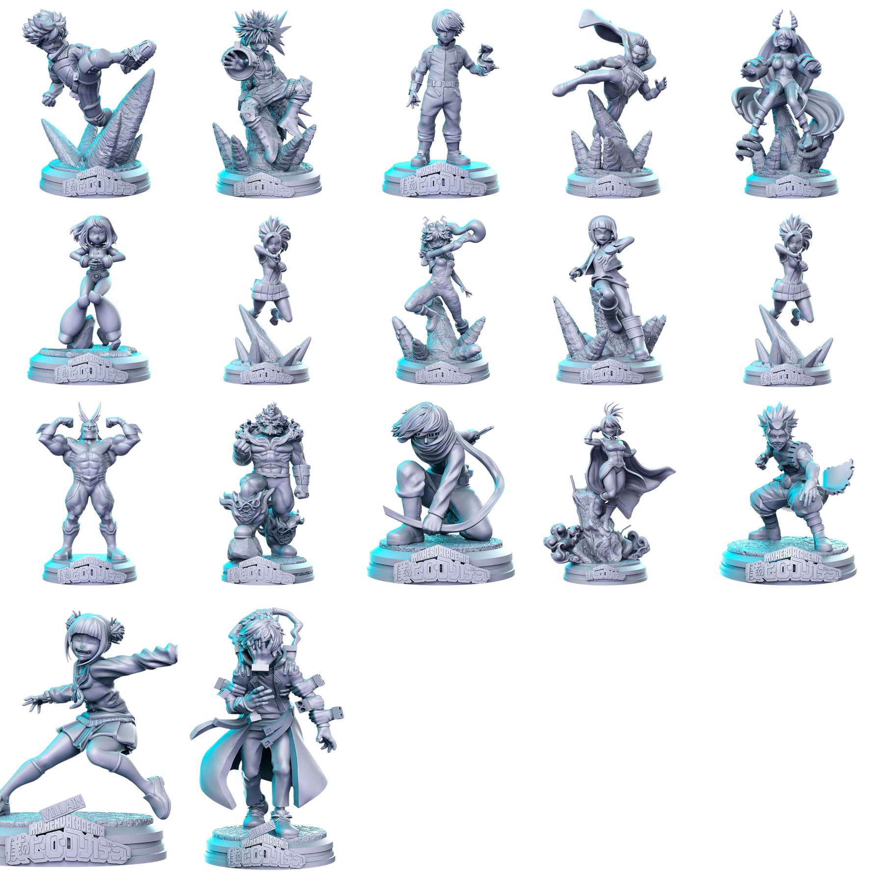 RN Estudio anime-inspired 3D-printed resin miniatures — Hero Academia-style Full Set from TabletopXtra UK