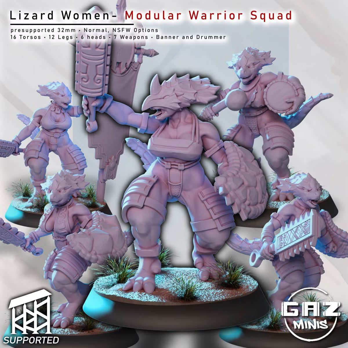 Lizard Women Warrior Squad by Gaz Minis