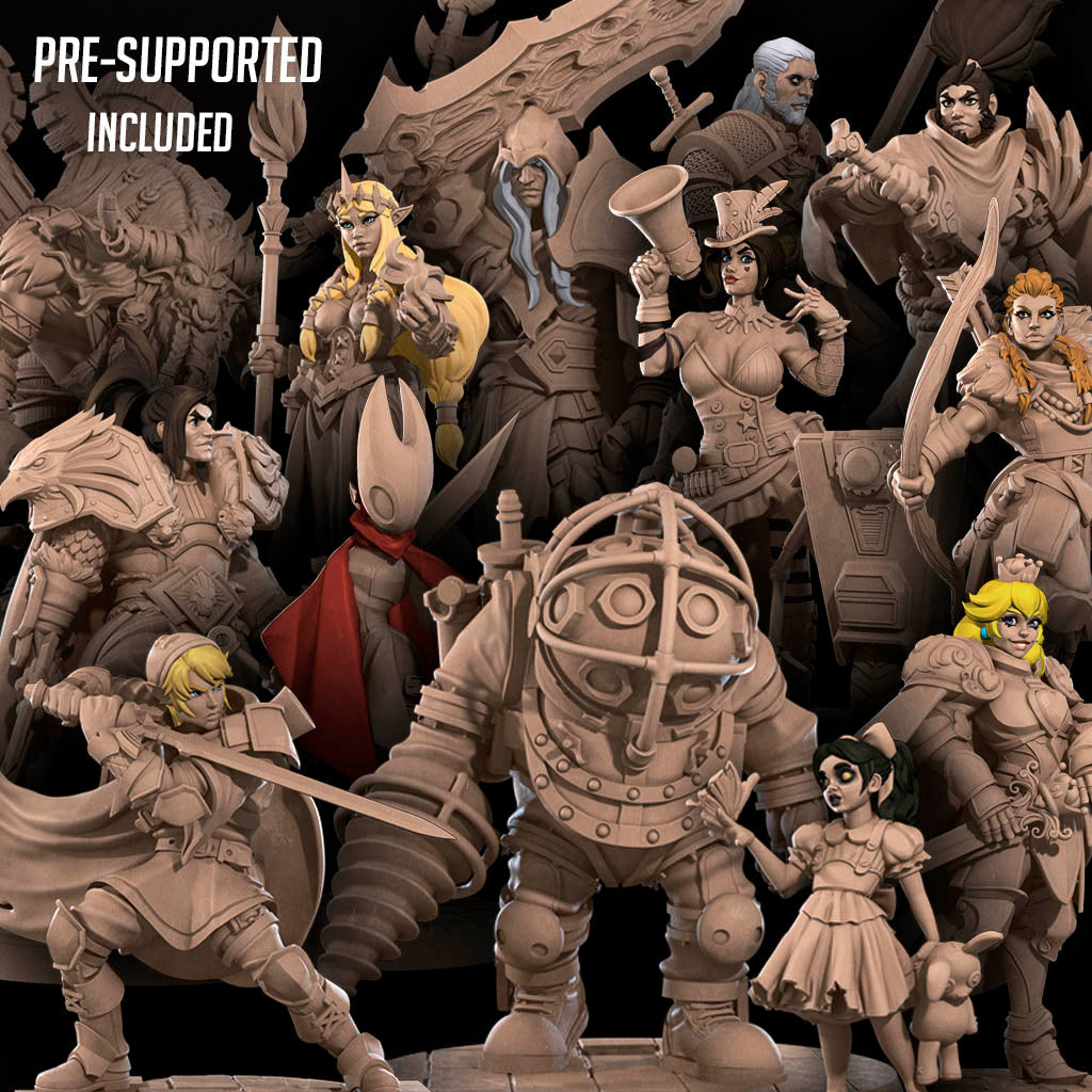 Gamer Avatar miniatures by Bite the Bullet, a collection of 14 fantasy RPG hero figures printed in resin