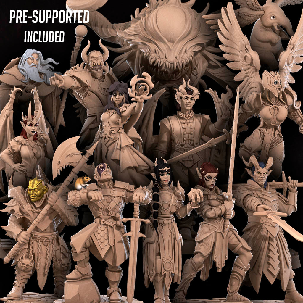 Gate Adventure resin miniatures by Bite the Bullet, a fantasy set of paladins, devils and planar creatures