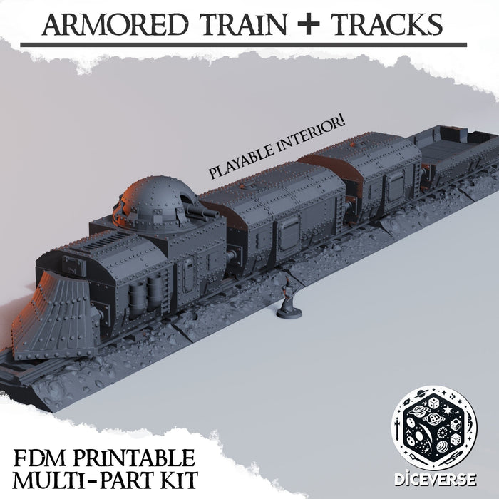 Diceverse Armoured Train 3D printed terrain for Trench Crusade