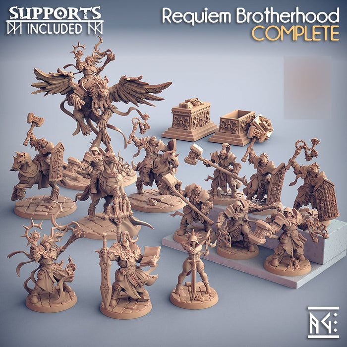 A selection of 3D printed fantasy miniatures from Artisan Guild, available print-on-demand at TabletopXtra UK