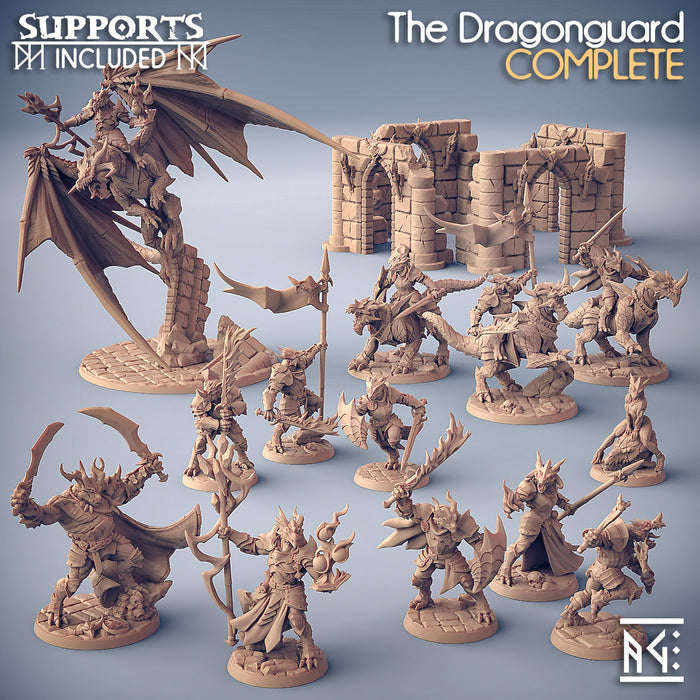 The Dragonguard full set by Artisan Guild — 17 draconian warrior miniatures for D&D and fantasy wargaming
